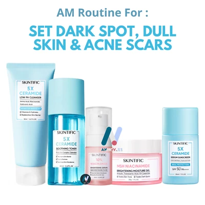SET 5: SKINTIFIC AM Sunscreen SPF50 PA++++ Dark Spots Dull Skin Acne Anti-Aging - Image 1 of 4