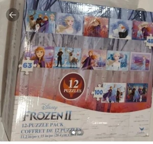 100 Piece Kids Puzzle 12 Disneys Frozen Puzzles 9 Are Unused - Picture 1 of 2