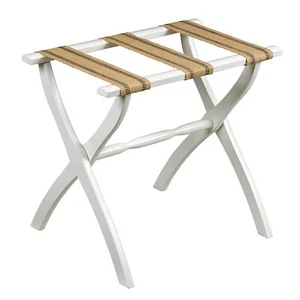 WESTMINSTER HOLZ GEPÄCKTRÄGER - WEISSER RAHMEN MIT JACKLEINENGURTEN - Bild 1 von 3