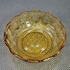 Vintage Round Amber Glass Serving Bowl Manhattan Thumbprint Pattern