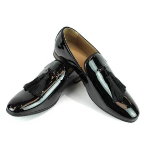 Mocasines sin cordones con patente negra borla zapatos de vestir para hombre modernos formales de AZAR MAN - Imagen 1 de 6