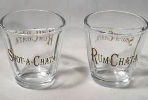 (lot of 2) RUM CHATA shot glass glasses SHOT-A-CHATA split divided Party Bar - Picture 1 of 4