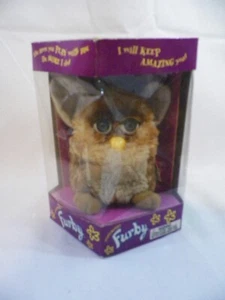 1998 Tiger Furby Giraffe 70-800 hellbraun & braun-blaue Augen interaktives Spielzeug - Bild 1 von 7
