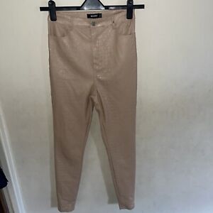 Missguided Faux Leather Croc High Waisted Leggings Size 8