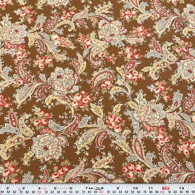 Roses & Chocolate II by Moda Floral Paisley Brown Cotton by the HALF YARD - Image 1 of 2