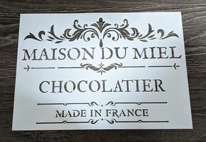 Stencil da parete A4 Maison Chocolatier arte artigianato pittura mobili negozio riutilizzabile - Foto 1 di 2