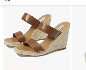 Sandalia de cuña Steve Madden Icey (cuero negro, cuero coñac, rafia, + más) - Imagen 1 de 6