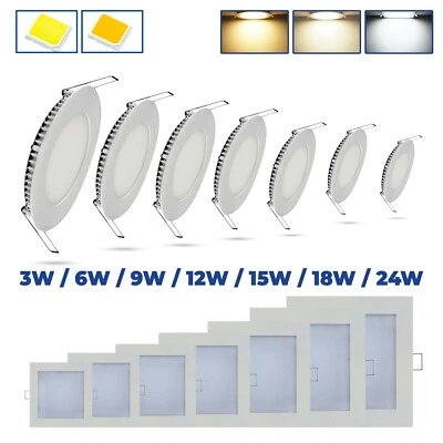 LED Panel Einbaustrahler Einbauleuchte Deckenleuchte flach rund eckig ultraslim - Bild 1 von 4