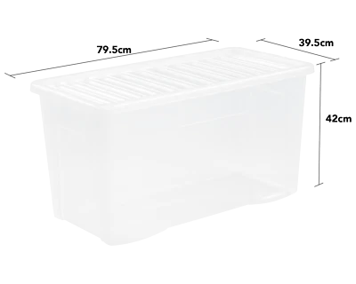 110L Extra Large Storage Box With Lid Crystal Clear Plastic Stackable Containers - Image 1 of 4