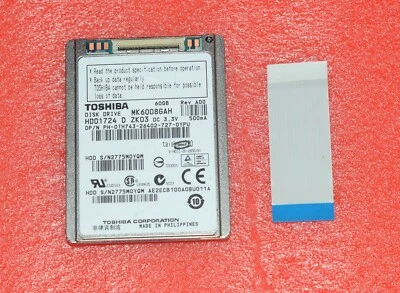 Toshiba MK6008GAH 60GB Internal 4200RPM 1.8" HDD 1724 for ipod laptop - Image 1 of 3