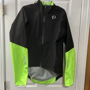 Pearl Izumi Cycling Jacket Mens Large Black Green Reflective Packable Waterproof - Picture 1 of 13