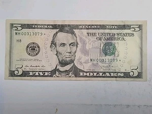 USA Federal Reserve 5 Dollar Note 2013 STAR Replacement Crisp Lincoln RARE - Picture 1 of 5