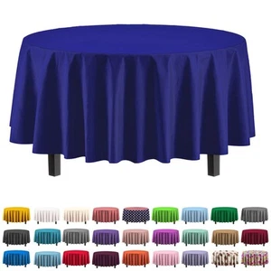 Exquisite 6-Pack Premium Plastic Tablecloth 84in. Round Plastic Table Cover -... - Picture 1 of 7