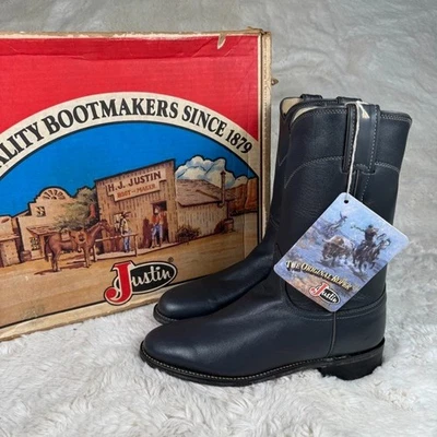 Винтажные женские сапоги Justin 6.5B серые кожаные ковбойские вестерн ролпер 90-е L3056 - Изображение 1 из 4