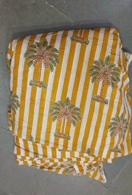 5 Yard Hand Block Print Handmade Cotton Indian Floral Print Kimono Fabric - Image 1 of 4