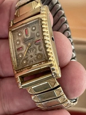 Joias vintage de relógio de Lucerna 3 rubi com pulseira - Imagem 1 de 4