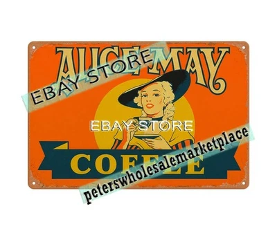 Alice May Coffee rustic kitchen coffee plaque tin sign - Image 1 of 4