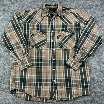 Camisa vintage Five Brother para hombre franela LT peso pesado EE. UU. negra roja a cuadros Foto 1 de 4