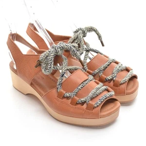 Ladies Naguisa Lava Wooden Sandals 36 / 6 Brown Leather Lace Up Shoes New in Box - Picture 1 of 8