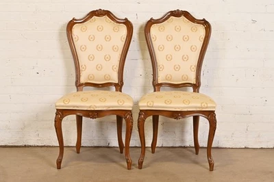 Karges French Provincial Louis XV Carved Walnut Side Chairs or Dining Chairs - Image 1 of 4