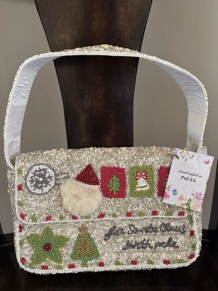 Bolsa de Natal com miçangas feita na Índia nova com etiquetas, carta ao Papai Noel, viral TikTok! - Imagem 1 de 1