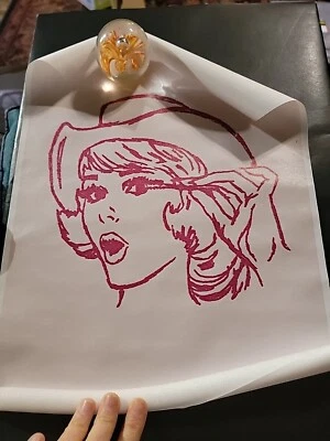 PINK COWGIRL CANVAS WALL ART UNFRAMED 15"×12" - Image 1 of 2