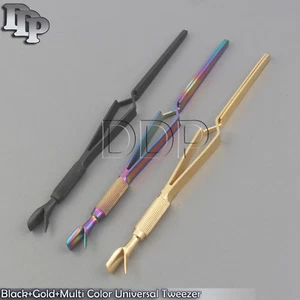 Black+Gold+Multi Cuticle Pusher Tweezer 7'' Acrylic Nail Pincher Tool Magic Want - Picture 1 of 3