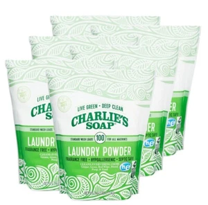 Charlie’s Soap Laundry Powder (100 Loads, 6 Pack) Hypoallergenic Deep Cleaning - Picture 1 of 10