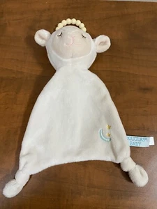 Douglas Baby Lamb Sheep Cream Teether Security Blanket Ring Soft Toy Moon Stars - Picture 1 of 8
