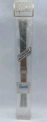 10-13mm Speidel Matte Silver Stainless Steel Shiny Stripe Ladies Watch Band 1859 - Image 1 of 4