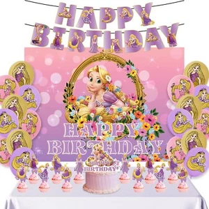 Princess Birthday Backdrop Princess Birthday Party Supplies Included Happy Bi... - Picture 1 of 5