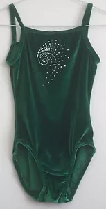 K-Bee Leotard 9-10 Green Velvet with Stones - Picture 1 of 2