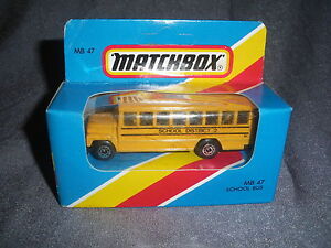 273B 1981'S Matchbox MB 47 Autobus Scuola Quartiere 2 US 1:76 Nuovo + Scatola