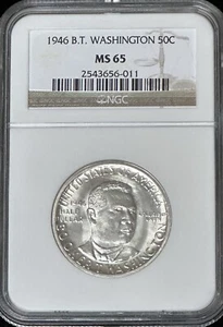 1946 Booker T. Washington Half Dollar NGC MS65 Brillant Untoned - Picture 1 of 2