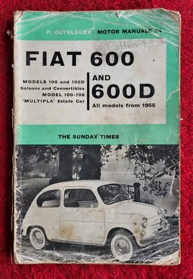 FIAT 600 & 600D MULTIPLA  CONVERTIBLE 1955-62 OWNERS REPAIR Olyslager HANDBOOK - Image 1 of 2