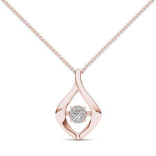 Gift for Mothers Day 10k Rose Gold 0.1Ct Diamond Pendant Necklace, H-I I2