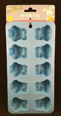 Easter Bunny Faces - Ice Cube Tray - 10 Mold Tray - Happy Easter - Blue - Image 1 of 4