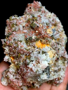 238g natürlicher roter Quarz Kristall Geode Cluster & Chalkopyrit h55 - Bild 1 von 8