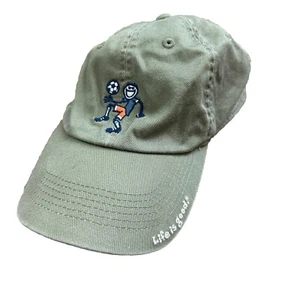 Life Is Good Green Hat Soccer Kids Size M/L 5-10 Adjustable Back - Picture 1 of 7