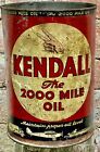 Vintage Kendall The 2000 Mile huile moteur can cinq quarts station-service publicité
