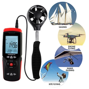 Datalogger Digital Anemometer Temperature Humidity Wind Speed Velocity Air Meter - Picture 1 of 12