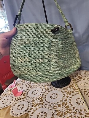 Vintage Annabel Ingall Australia 100% Rafia & Natural Horn Bag - Imagem 1 de 4