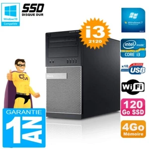 PC tour DELL 7010 Core I3-2120 RAM 4Go Disco 120 Go SSD Wifi W7 - Imagen 1 de 1