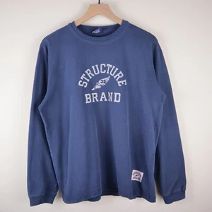 Vintage Y2K Structure Long Sleeve Shirt Navy Adult Medium 22.5x26.5 - Picture 1 of 24