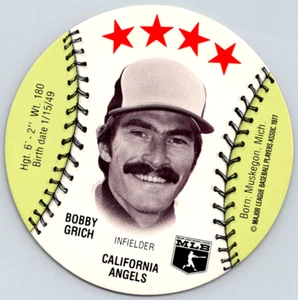1977 MSA Customized Discs BOBBY GRICH California ANGELS faint stain FREE Ship! - Picture 1 of 2