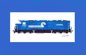 Conrail SD45-2 #6654 11""x17"" stampa opaca firmata Andy Fletcher - Foto 1 di 1
