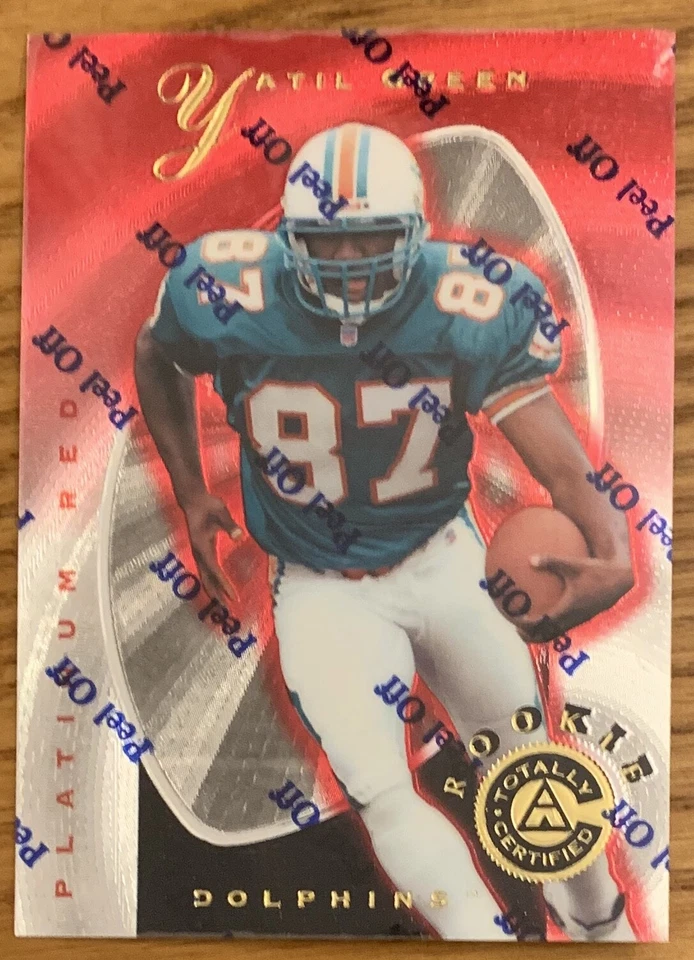 YATIL GREEN, 1997 PINNACLE TOTALLY CERTIFIED ROOKIE CARD, SERIAL # 3856/4999 - Image 1 of 1