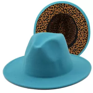 Two-Color Fedora Hat Women Men Wide Brim Felt Jazz Hat Ladies Party Top Cap Patc - Picture 1 of 12