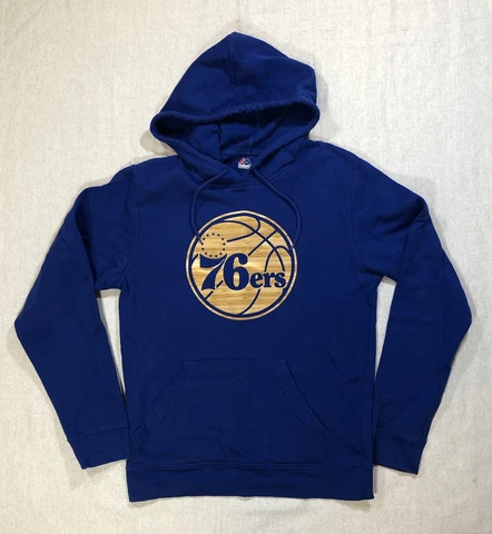 Philadelphia 76ers Hoodie Mens Small Blue Pullover NBA Majestic Sixers Cover