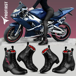Women Motorcycle Boots Motorbike Boot Ladies Biker Racing Leather Armoured Shoes